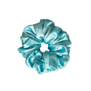 Coletero scrunchie azul celeste con strass brillantes