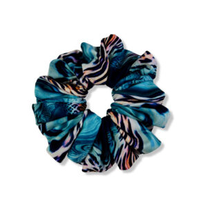 Coletero scrunchie con estampado abstracto en azul y negro