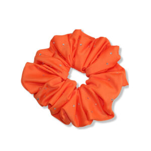 Coletero scrunchie naranja con strass brillantes