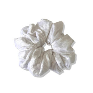 Coletero scrunchie de terciopelo blanco perlado